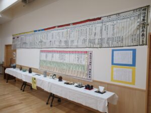 上：大年表に続き新年表ができました。下：陶芸の作品